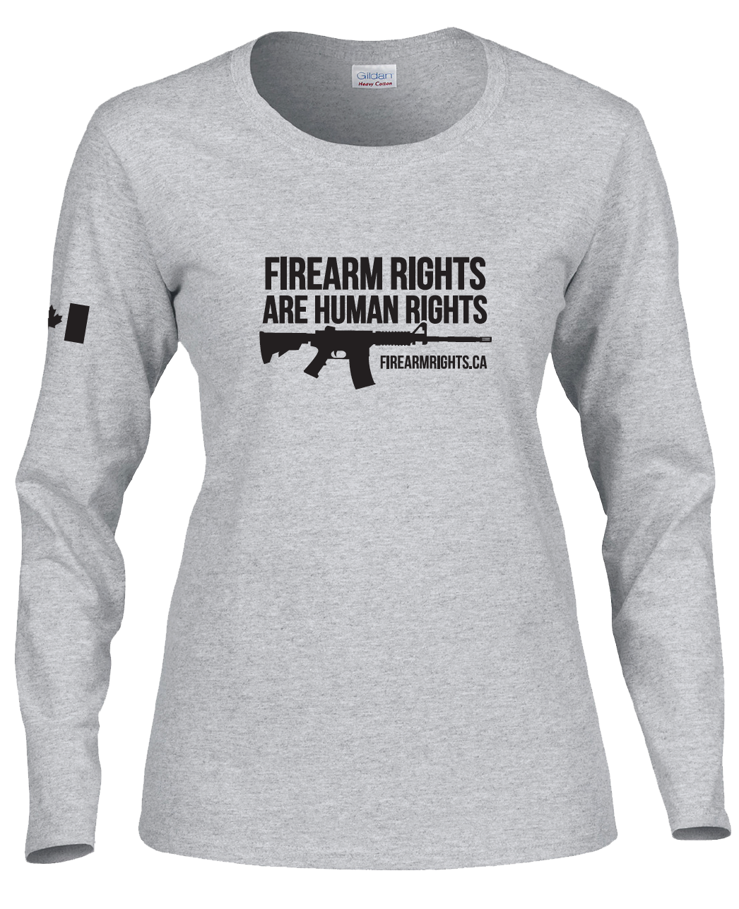 Ladies Black on Grey Human Rights Long Sleeve