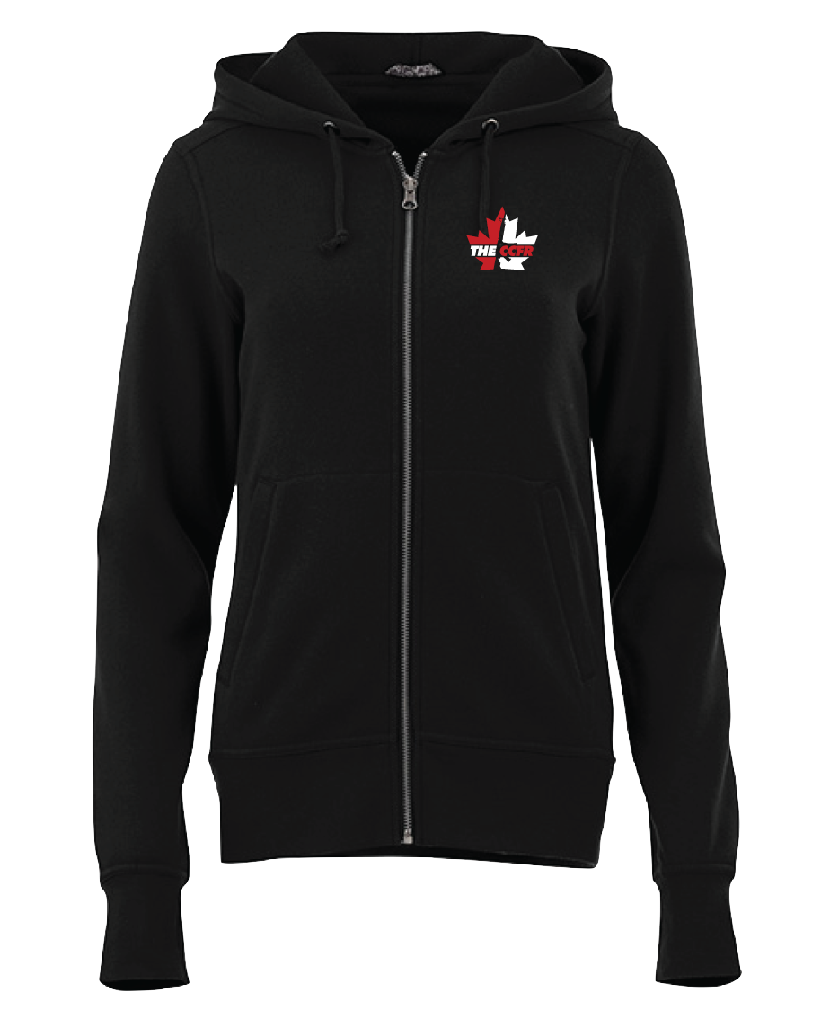 Ladies Black CCFR Logo Full Zip Hoodie