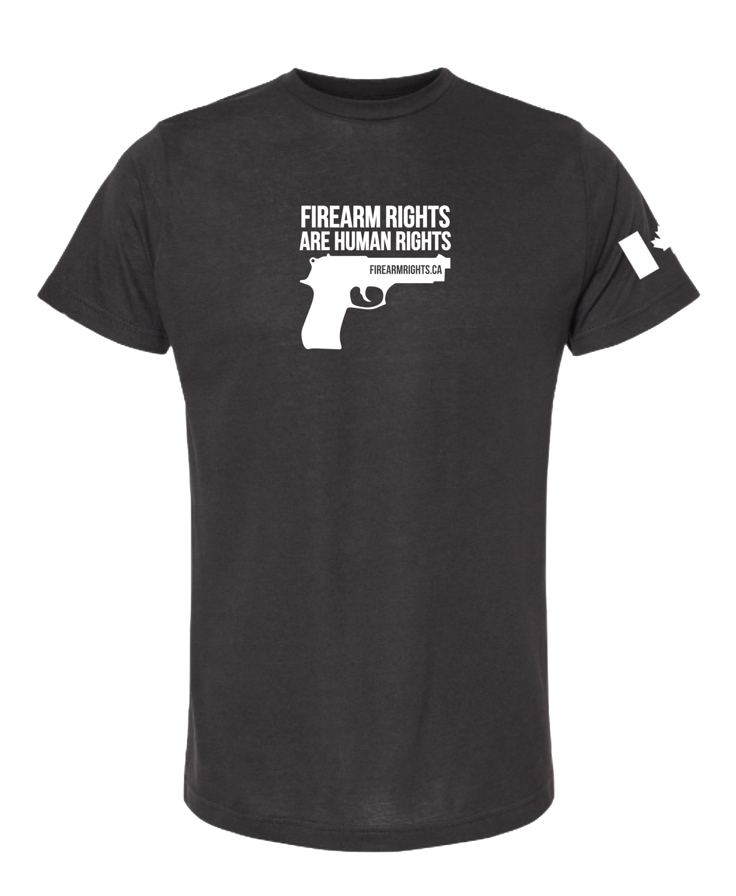 Human Rights Support T-Shirt - White on Black Handgun