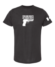 Human Rights Support T-Shirt - White on Black Handgun