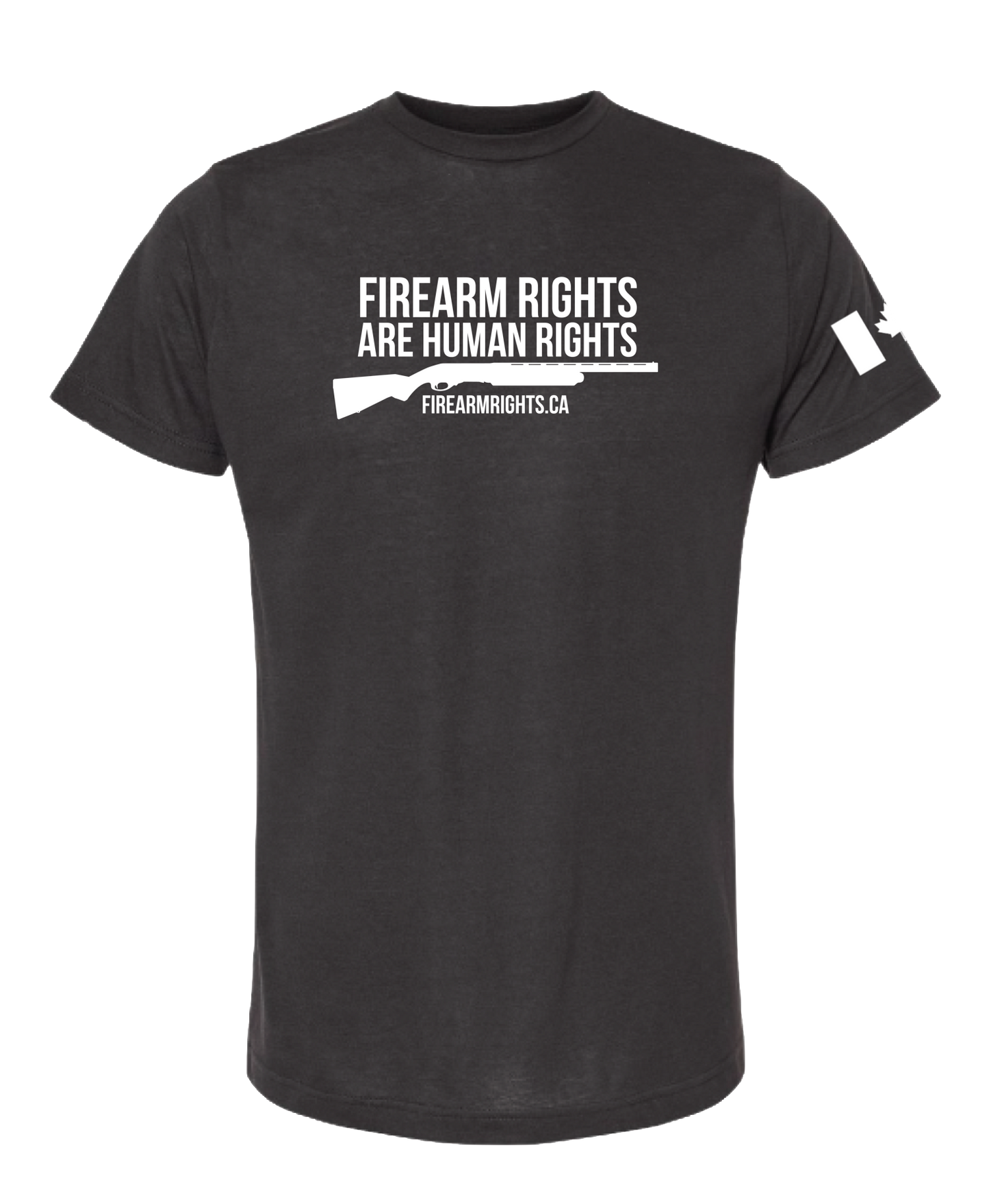 Human Rights Support T-Shirt - White on Black Shotgun