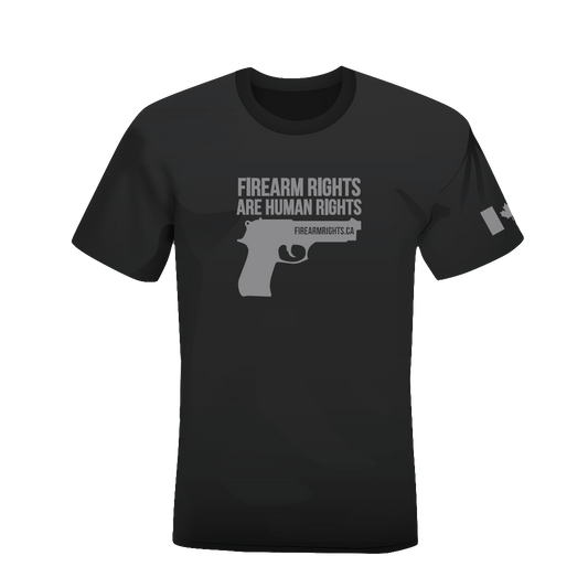 CCFR Human Rights Support T-Shirt - Grey on Grey Handgun