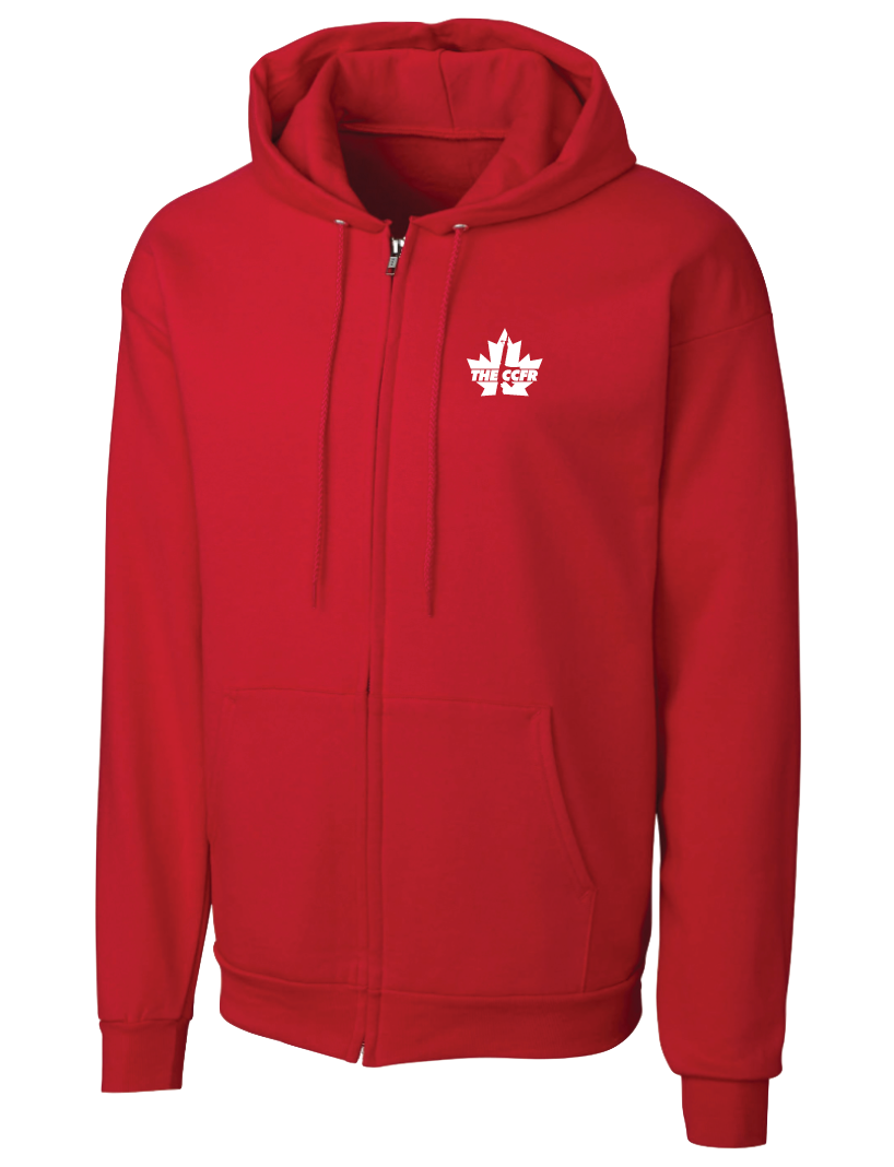 Red CCFR Logo Full Zip Hoodie