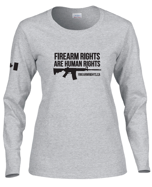Ladies Black on Grey Human Rights Long Sleeve